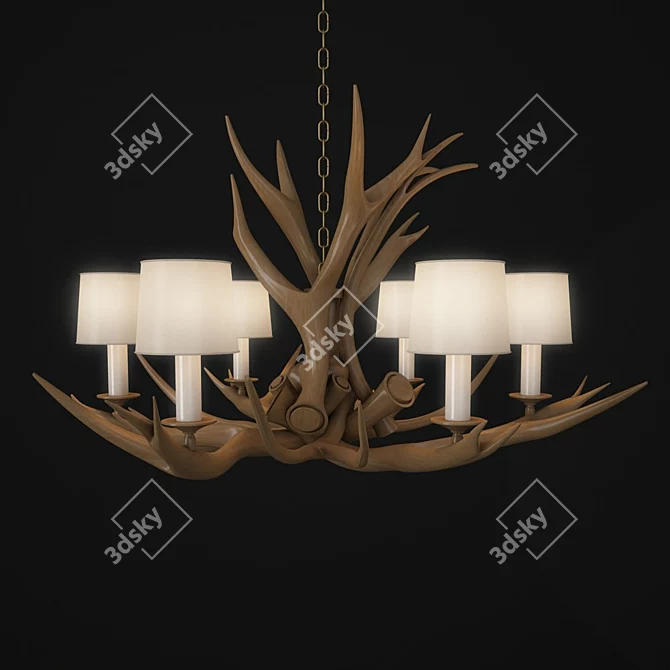 Highlands Chelsom Chandelier - Elegant 6-Light E14 Fixture 3D model image 1