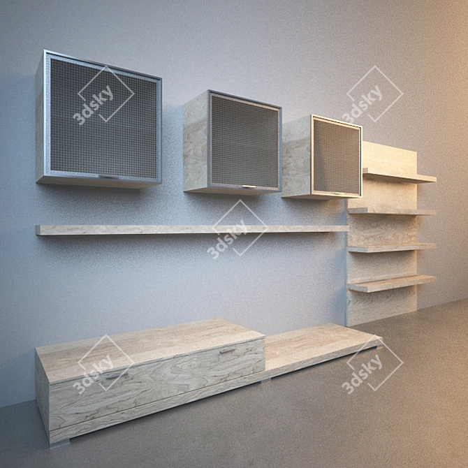 Vray TV Wall: Modern Design 3D model image 1