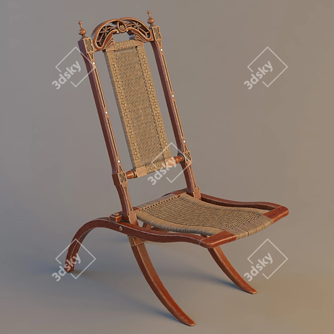 Elegant Victorian Folding Chair 3D model image 1