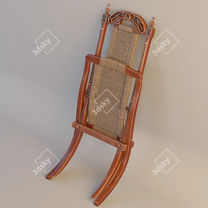 Elegant Victorian Folding Chair 3D model image 3