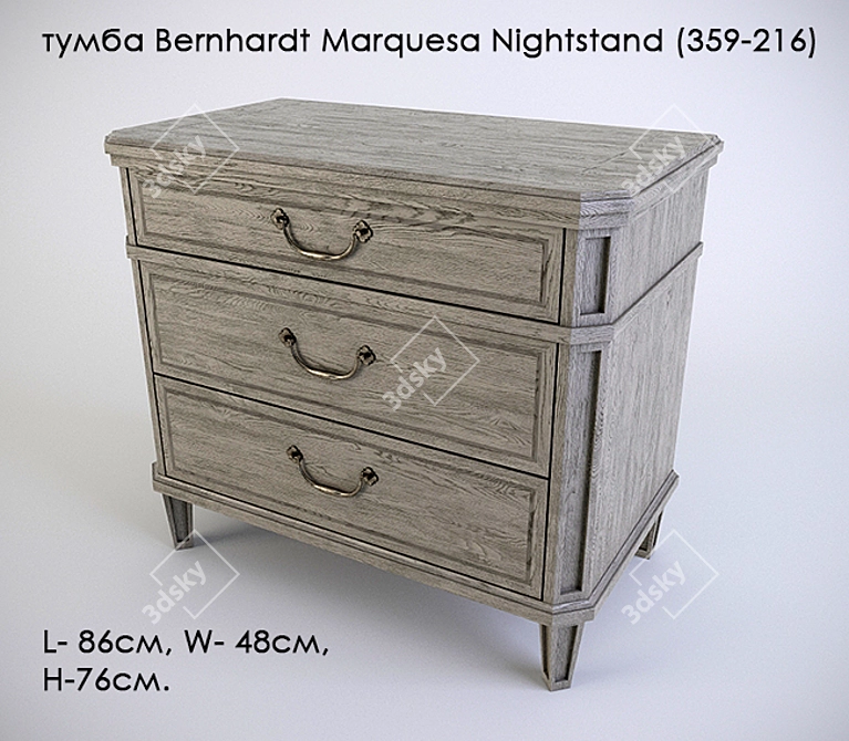 Stylish Bernhardt Marquesa Nightstand 3D model image 1