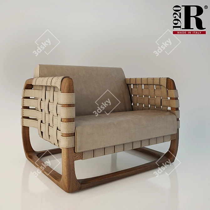 Bungalow Riva1920 Armchair - Rustic Elegance for Your Space 3D model image 1