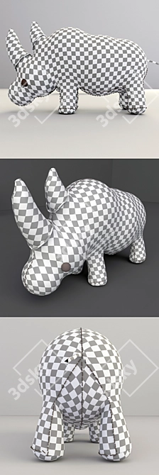 Stylish Leather Rhino 3D model image 3