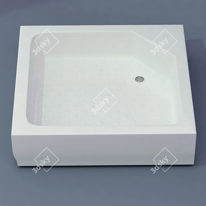 Sleek Shower Tray with Displacement Mapping 3D model image 1