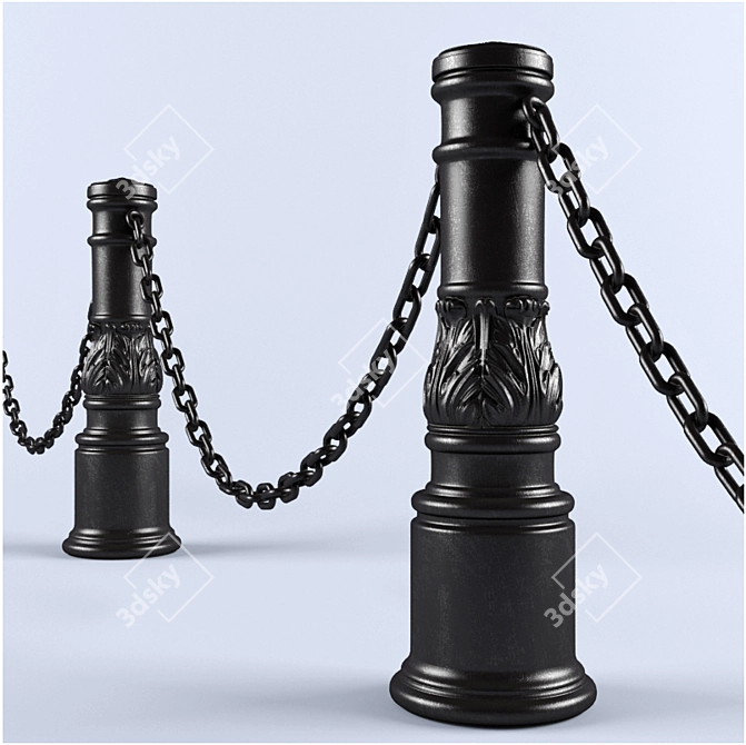 Iron Chain Fence Support: Elegant and Strong 3D model image 1