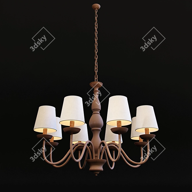 Elegant Metal and Fabric Chandelier 3D model image 1