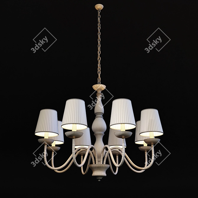 Elegant Metal and Fabric Chandelier 3D model image 2