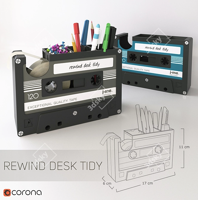  Retro Desk Organizer: Rewind Tidy 3D model image 1