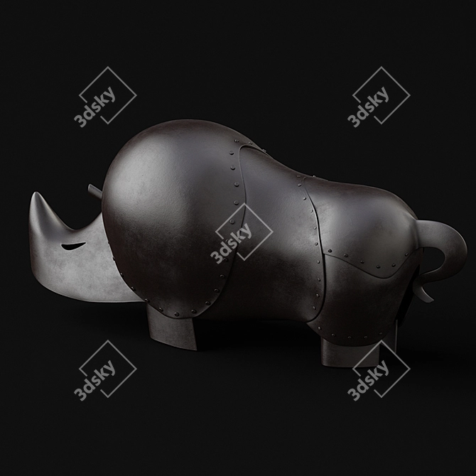 Vintage Rhino Sculpture by Tanaka Isamu 3D model image 1