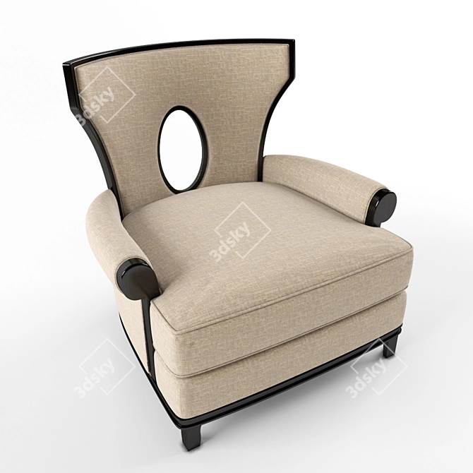 Elegant 3-Seater Armchair 3D model image 1