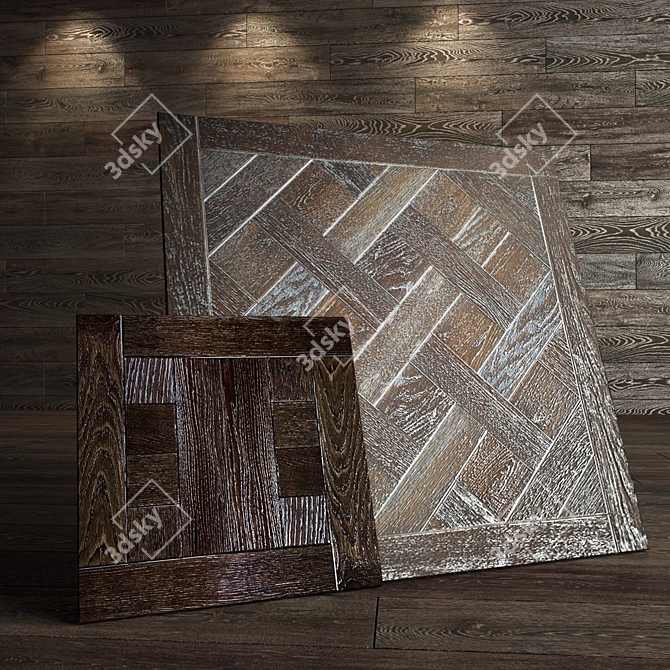 Silver Patina Parquet: Elegant Versailles Collection 3D model image 1