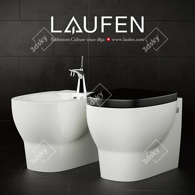 Luxury Laufen Mimo: Suspended Toilet & Bidet 3D model image 1