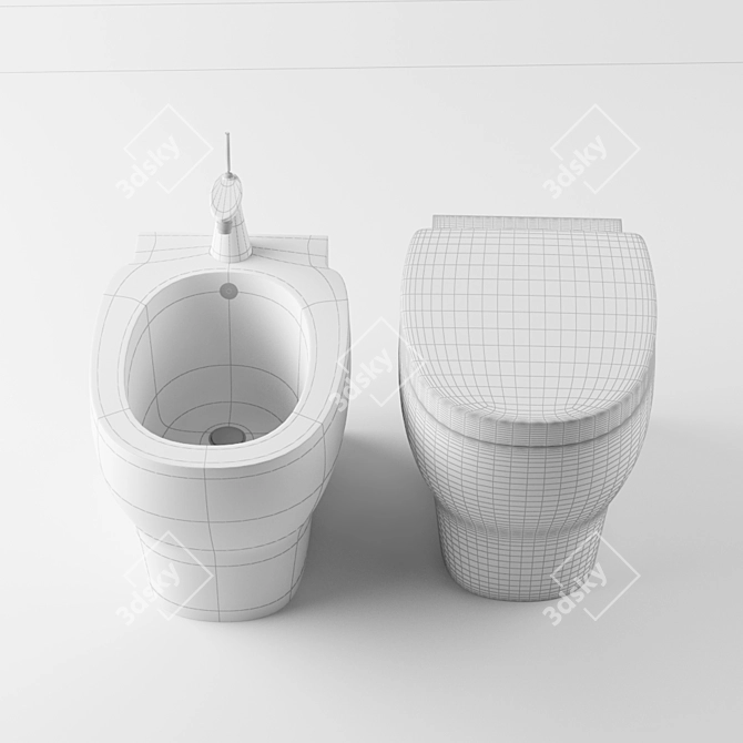 Luxury Laufen Mimo: Suspended Toilet & Bidet 3D model image 2