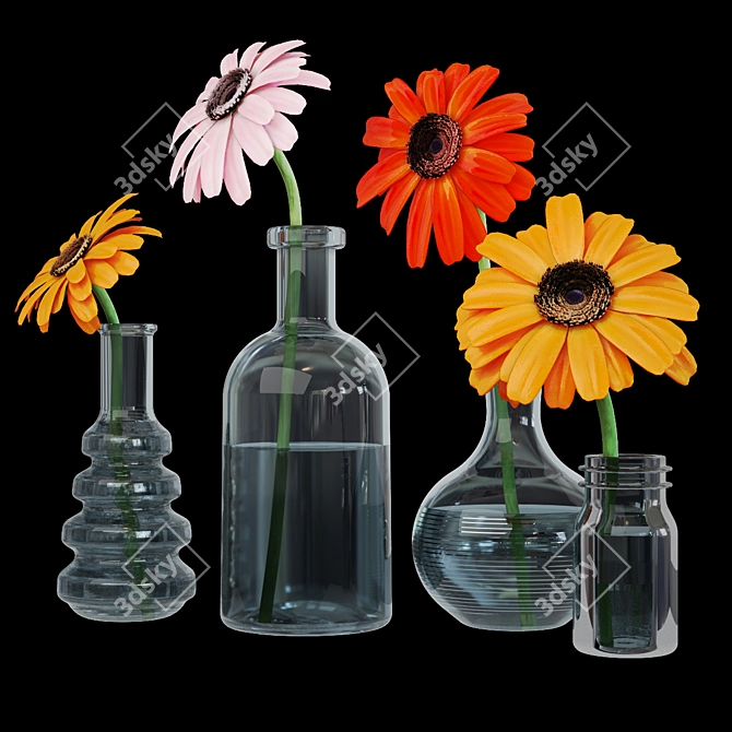 Vibrant Gerbera Blooms 3D model image 1