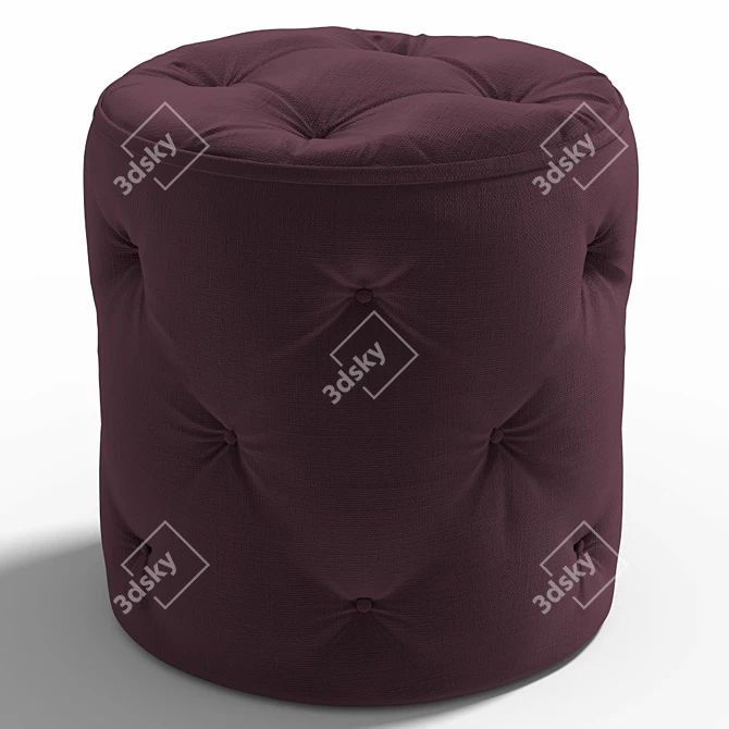 Plush Purple Ottoman - Curves Collection 3D model image 2