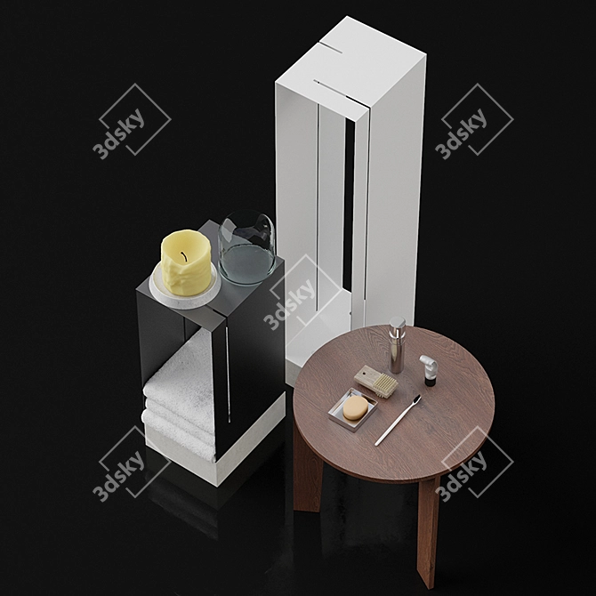 Luxury Bathroom Set: Osaka Table, Metal Cabinets, Soap Dispenser & More 3D model image 1