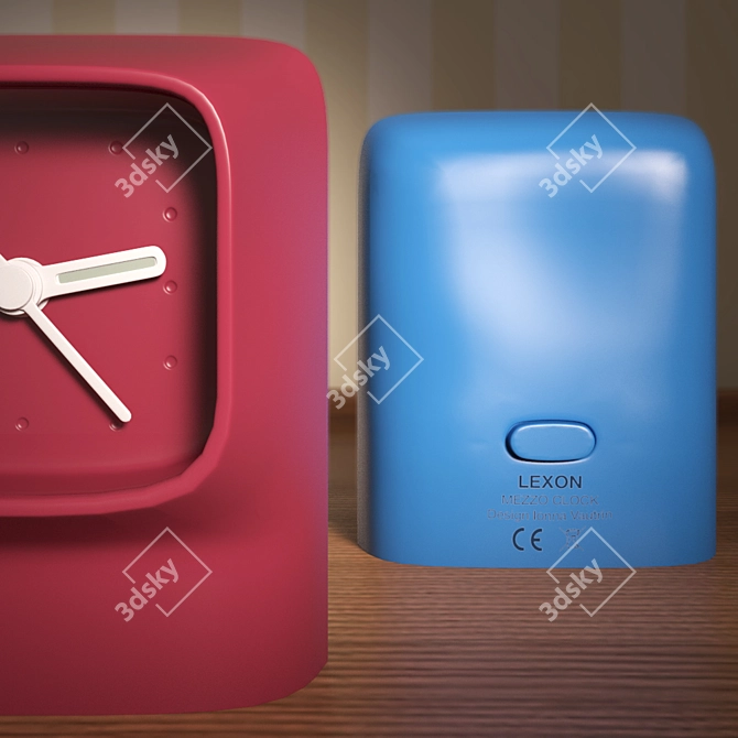 Sleek Lexon Mezzo Clock - Red and Blue Models 3D model image 1