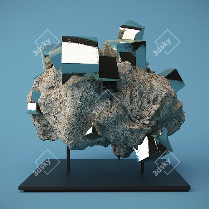 Golden Pyrite Crystal: 24x24x20 cm 3D model image 1