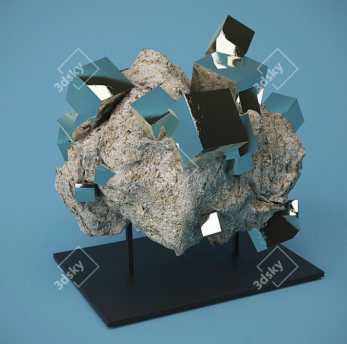 Golden Pyrite Crystal: 24x24x20 cm 3D model image 3