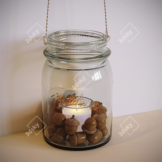Acorn Jar Candle: Rustic Decor 3D model image 2
