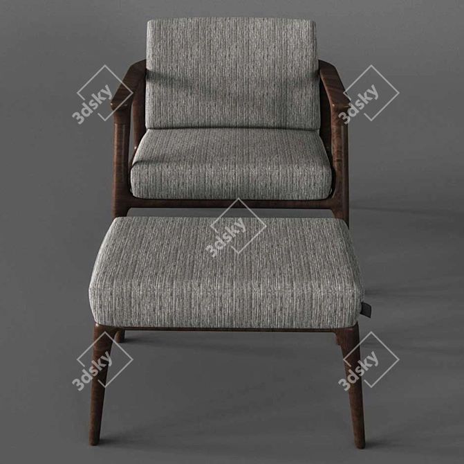 Elegant Zio Lounge Chair by Moooi 3D model image 2