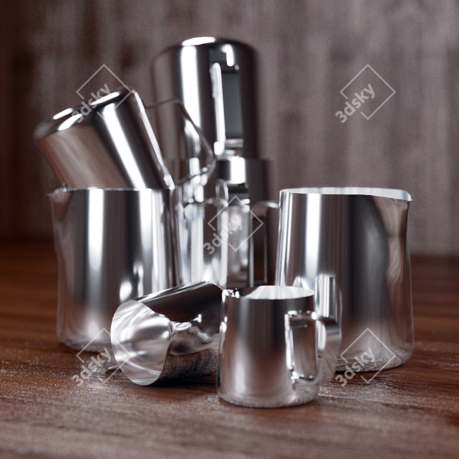Milk Frothing Pitchers: Classic Design, Various Sizes 3D model image 1