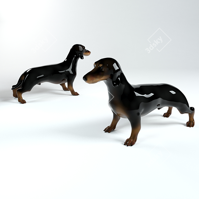 Trendy Dachshund Dog Figurine 3D model image 1