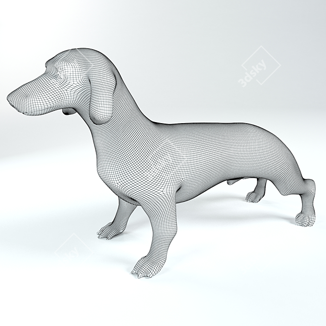 Trendy Dachshund Dog Figurine 3D model image 2