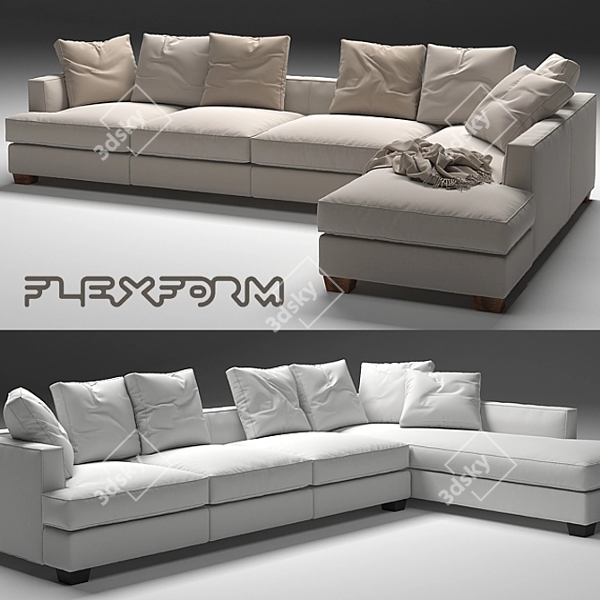 Eros Flexform Sofa: Stylish and Spacious 3D model image 3
