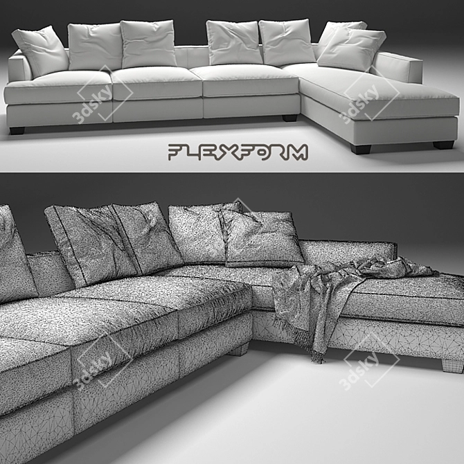 Eros Flexform Sofa: Stylish and Spacious 3D model image 2