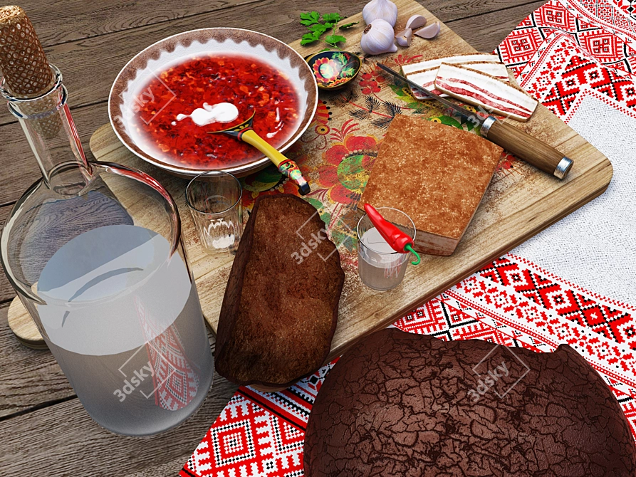 Authentic Ukrainian Delicacies 3D model image 1