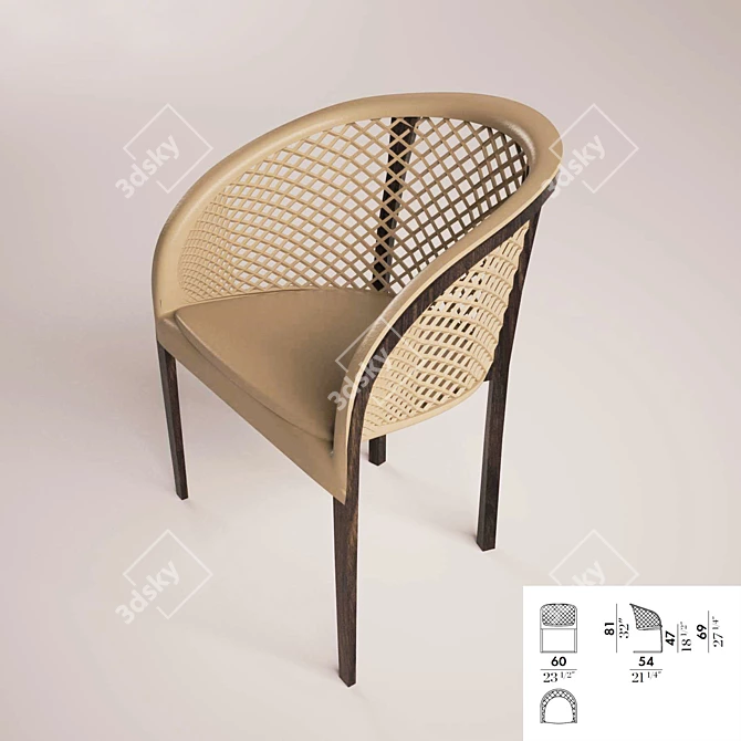 Elegant Elektra Wood Chair 3D model image 1
