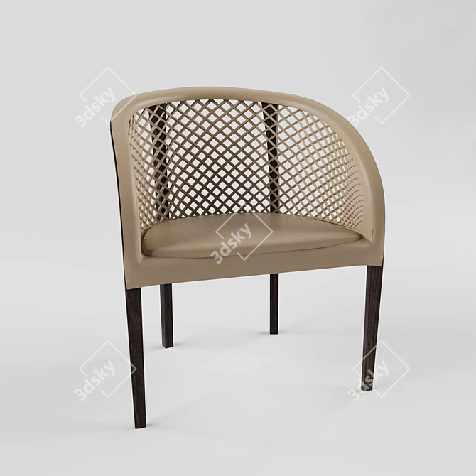 Elegant Elektra Wood Chair 3D model image 3