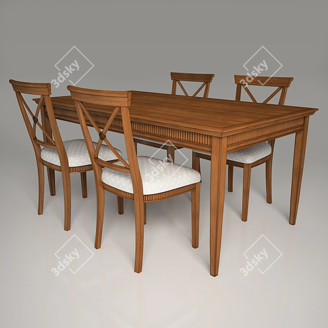 Elegant Tosato Table and Chairs 3D model image 1