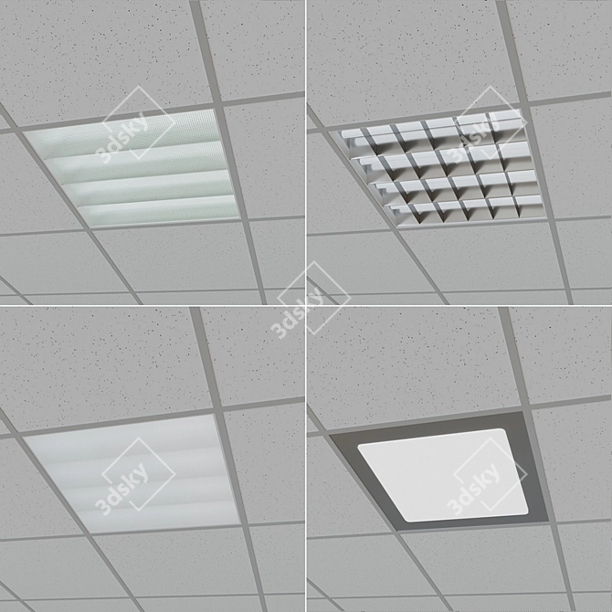 Versatile "Armstrong" Office Ceiling Kit 3D model image 2