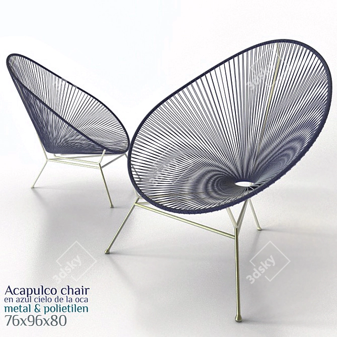 Stylish Acapulco Chair in Blue 3D model image 1
