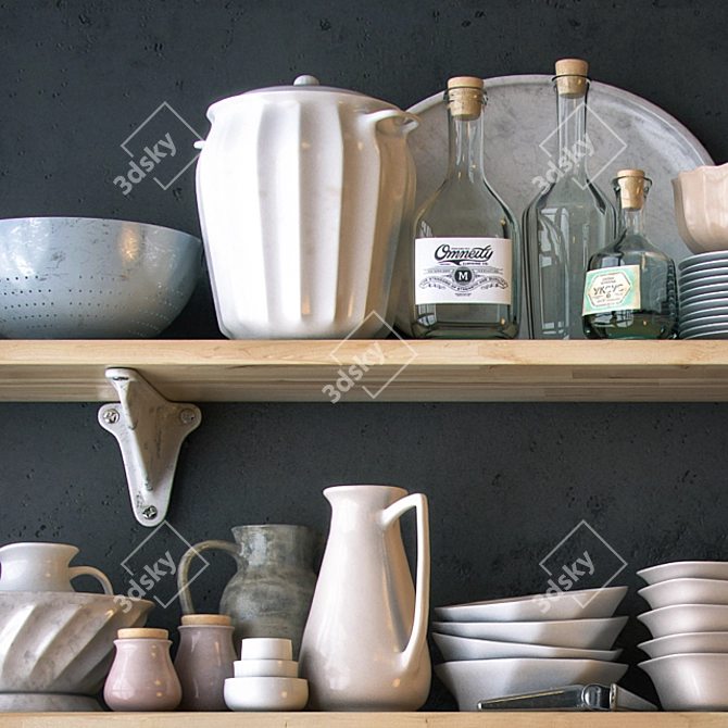 Colorful Utensil Shelf: Stylish Storage Solution 3D model image 2