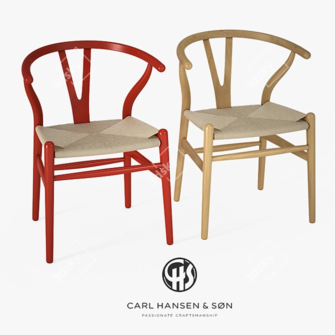 Elegant Wegner Wishbone Chair 3D model image 2