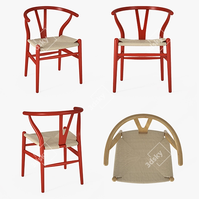 Elegant Wegner Wishbone Chair 3D model image 3