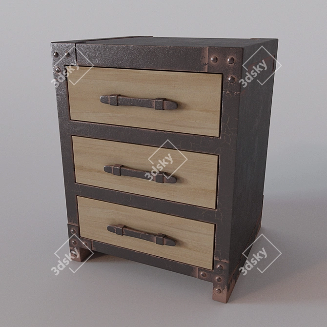 Industrial Loft Raw Chest Storage 3D model image 1