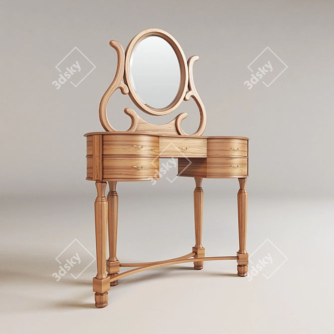 Elegant Wooden Dining Table 3D model image 2