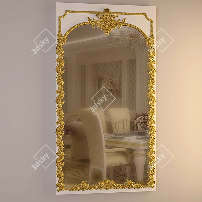 Golden Frame Classic Mirror 3D model image 1