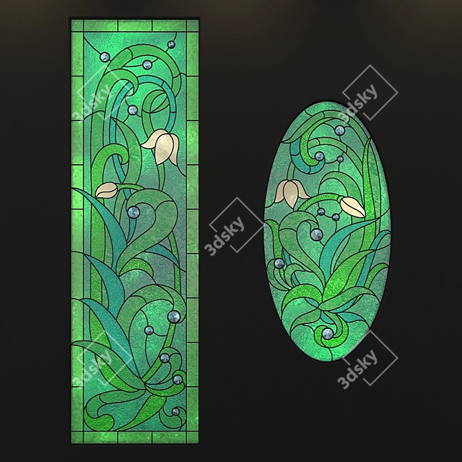 Gorgeous Stained-Glass Window Set 3D model image 2