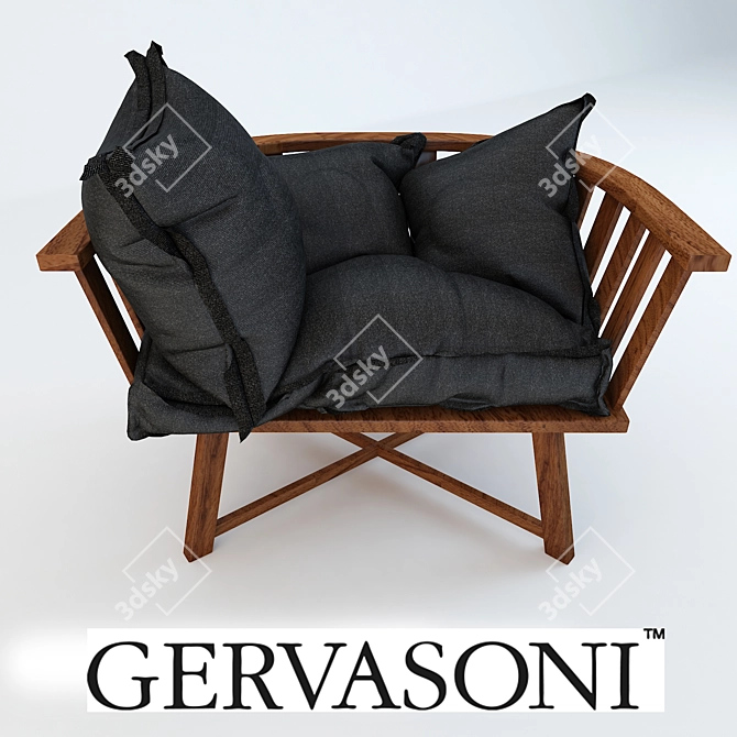 Modern Gray Armchair: Sleek and Stylish 3D model image 1