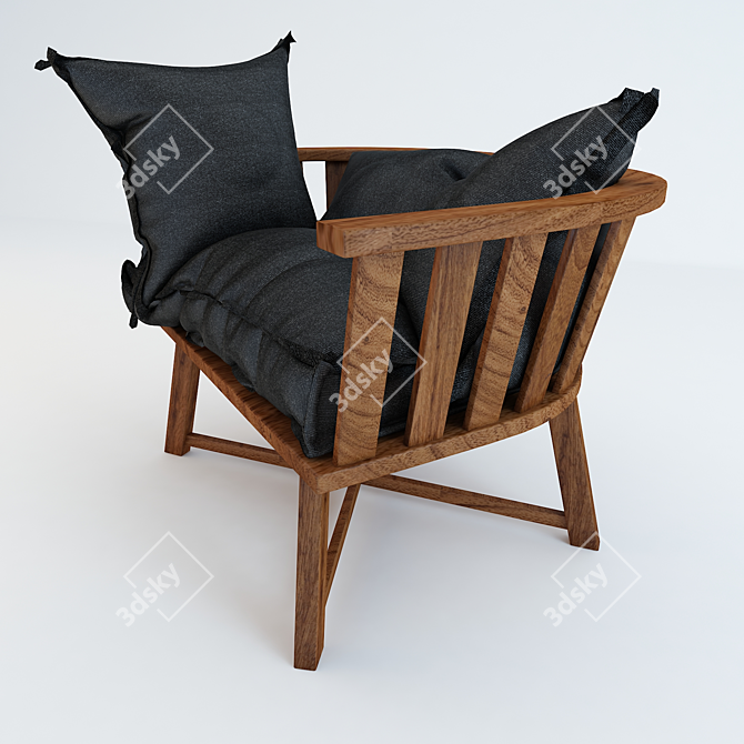 Modern Gray Armchair: Sleek and Stylish 3D model image 2