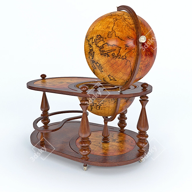 Elegant Globe Bar Cabinet 3D model image 1