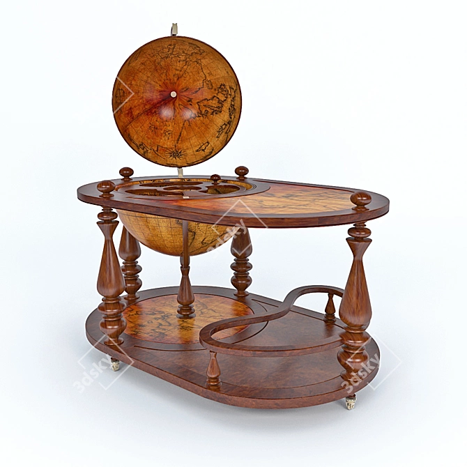 Elegant Globe Bar Cabinet 3D model image 3