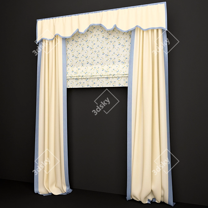 Elegant Drapes for Windows 3D model image 2