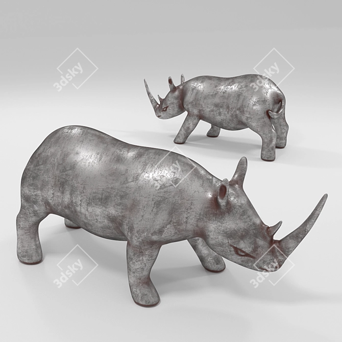Rhino Figurine: Precisely Detailed Collector's Item 3D model image 1