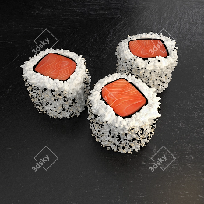 Title: Fresh Salmon Hosomaki 3D model image 1